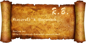 Rusznák Benedek névjegykártya